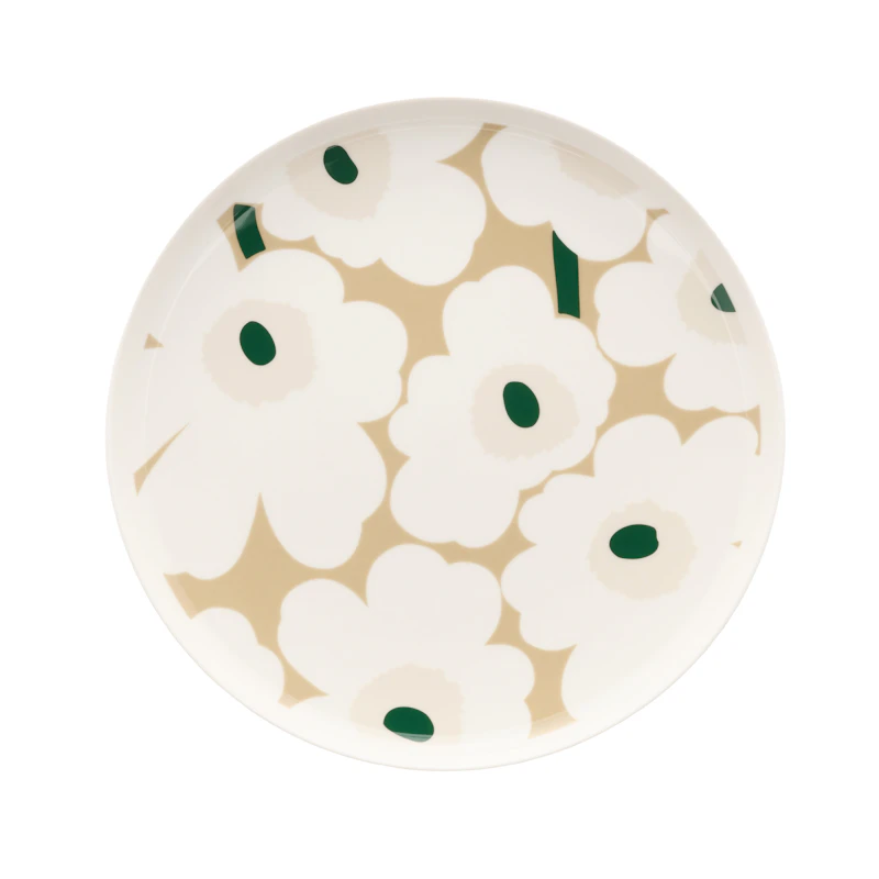 Oiva/Unikko Tallerken Ø25 cm, Mørkegrøn / Light Sand