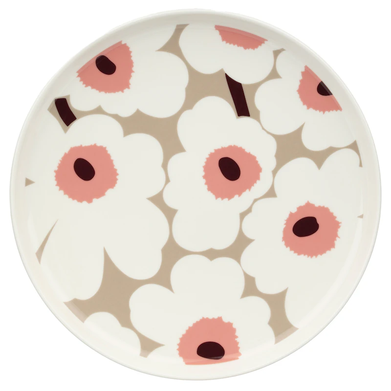 Unikko Tallerken Ø25 cm, Powder / Dark Wine / Clay