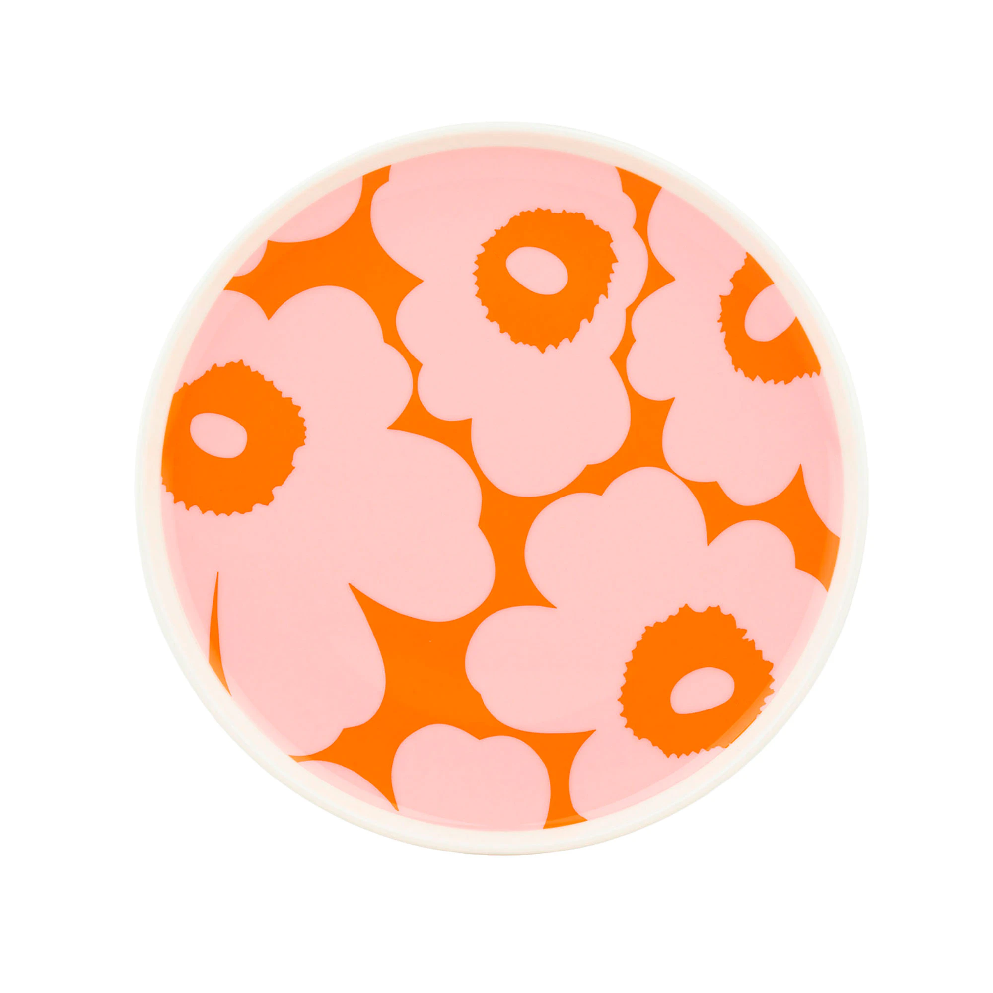 Marimekko Unikko Tallerken 20 Cm / Rosa / Orange - Asietter Stent&oslash;j Hvid - 075855-132