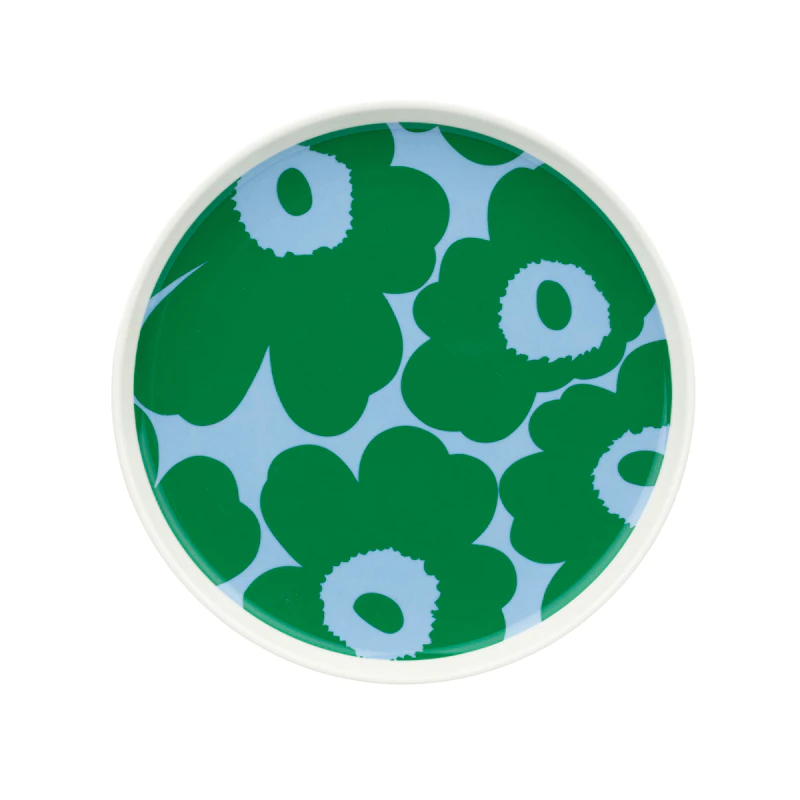 Unikko Tallerken 20 cm, Hvid / Grøn / It Blue