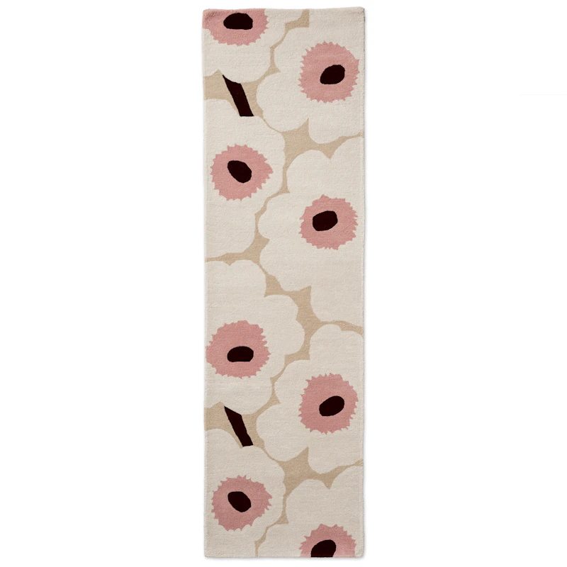 Unikko Uldgulvtæppe 70x245 cm, Beige/Rosa