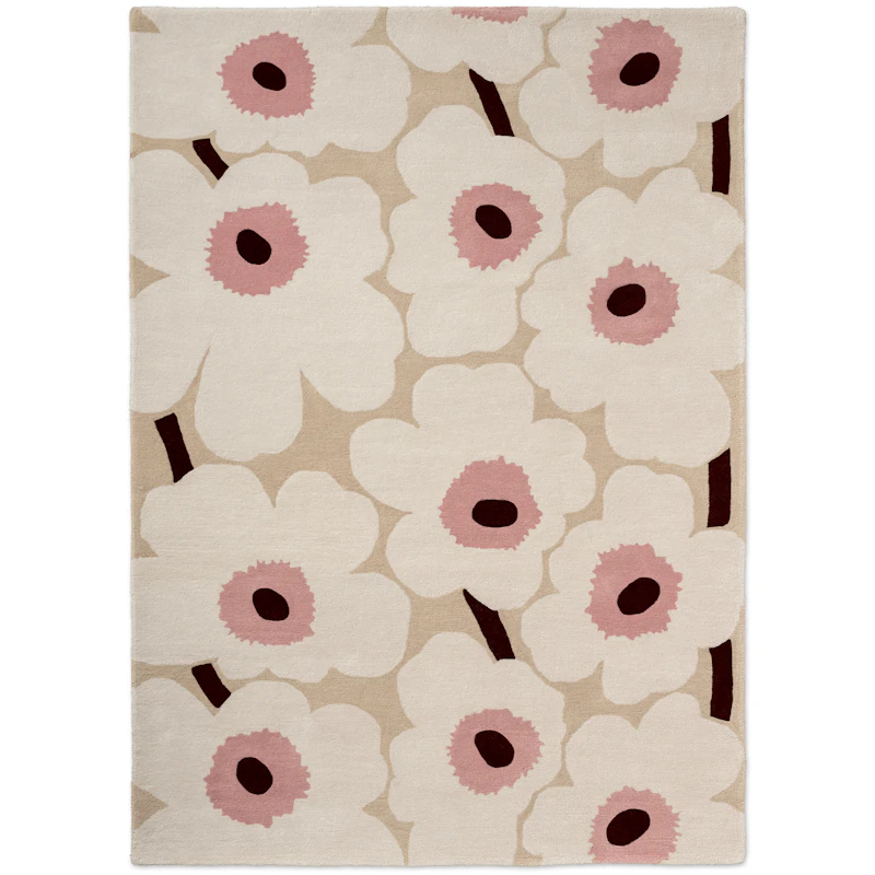 Unikko Uldgulvtæppe 250x350 cm, Beige/Rosa