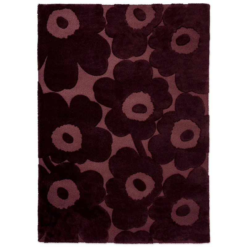 Unikko Uldgulvtæppe 170x240 cm, Burgundy