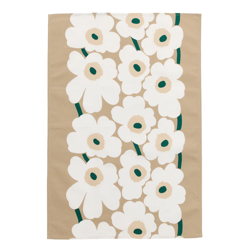 Unikko Viskestykke 43X70 cm, Sand / Emerald