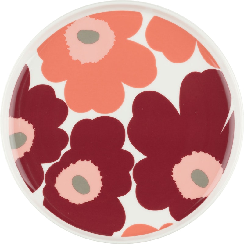 Unikko Tallerken 20 cm, Hvid / Salmon Red