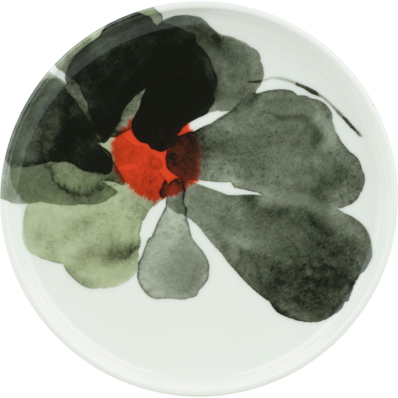 Valssi Tallerken 20 cm, Hvid / Skovgrøn / Tomatrød