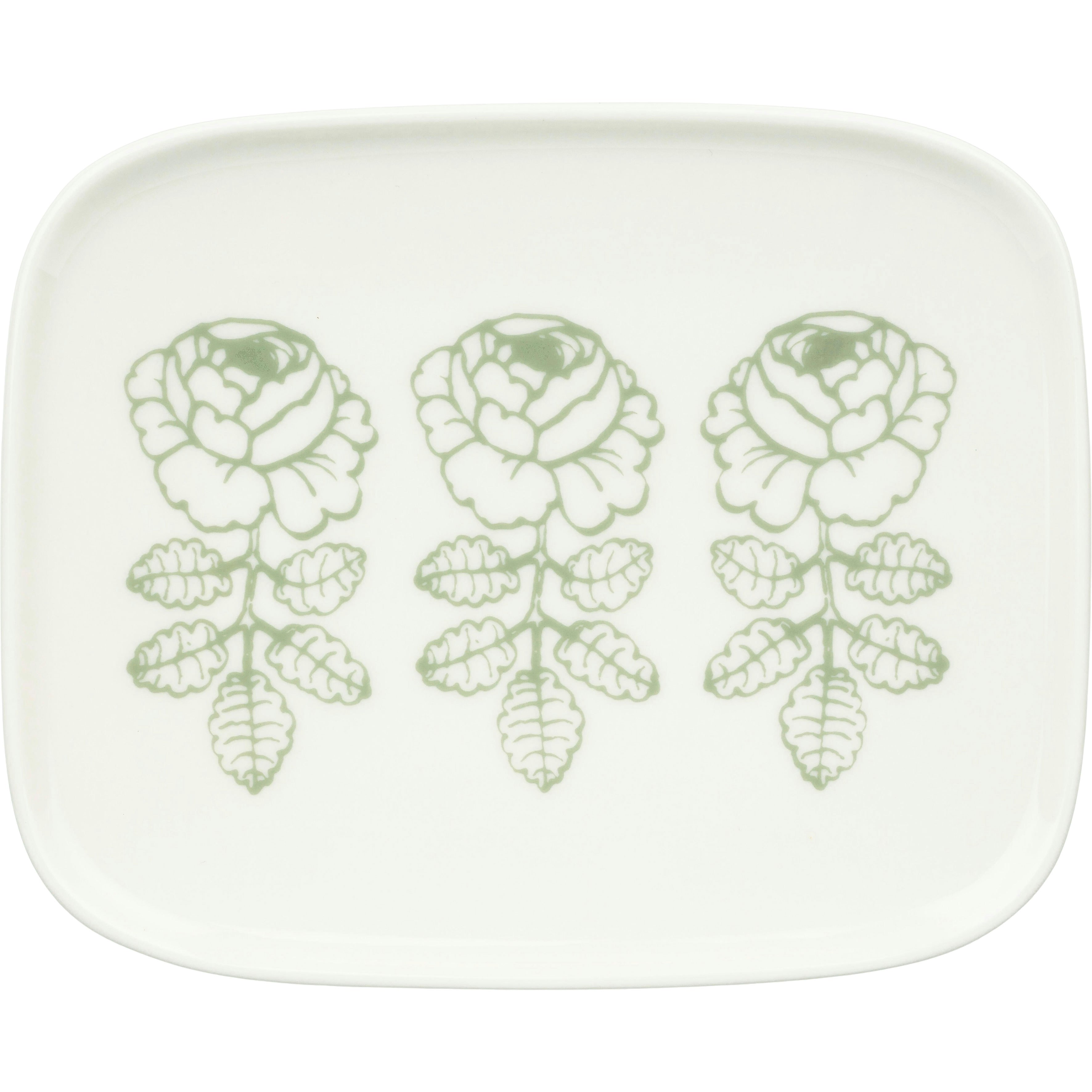 Marimekko Wedding Rose Tallerken 12x15 Cm / Sage - Asietter Stent&oslash;j Hvid - 075727-160