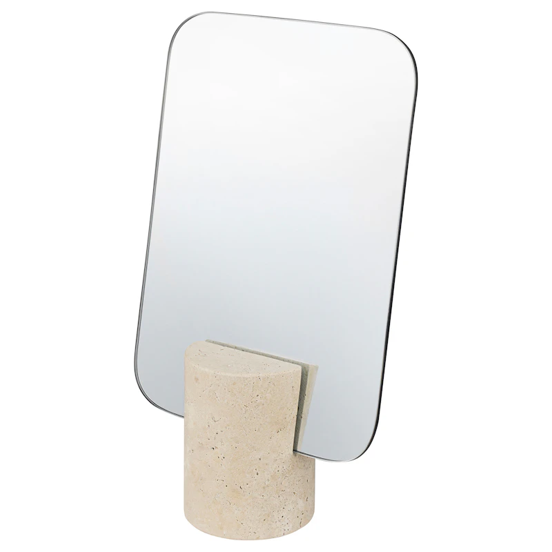 Travertine Mirror, Linen