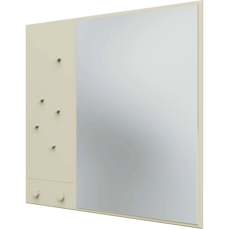 Memo Wall Mirror With Notice Board, Vanilla