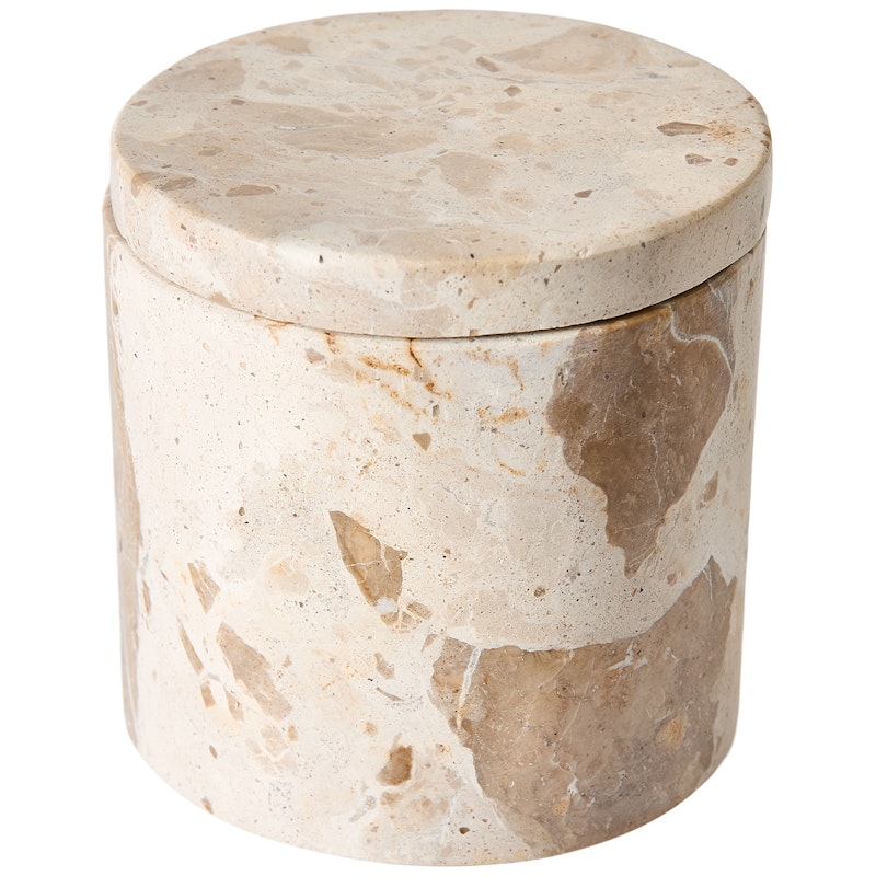 Vita Krukke Med Låg Marmor, Seashell