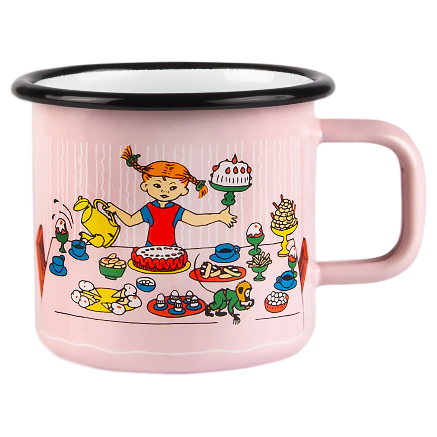 Muurla Enamel Mug 37 Cl Pippi's Birthday Party - Kaffekopper Emalje Rosa - 1400-037-03