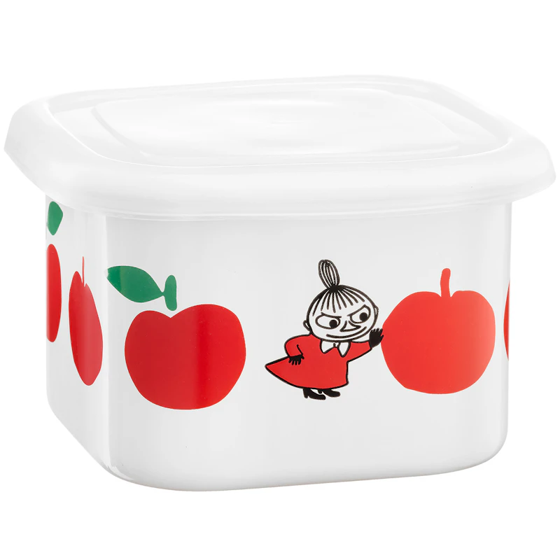 Moomin Joyfull Apples Emaljebøtte Med Låg 0,67 L