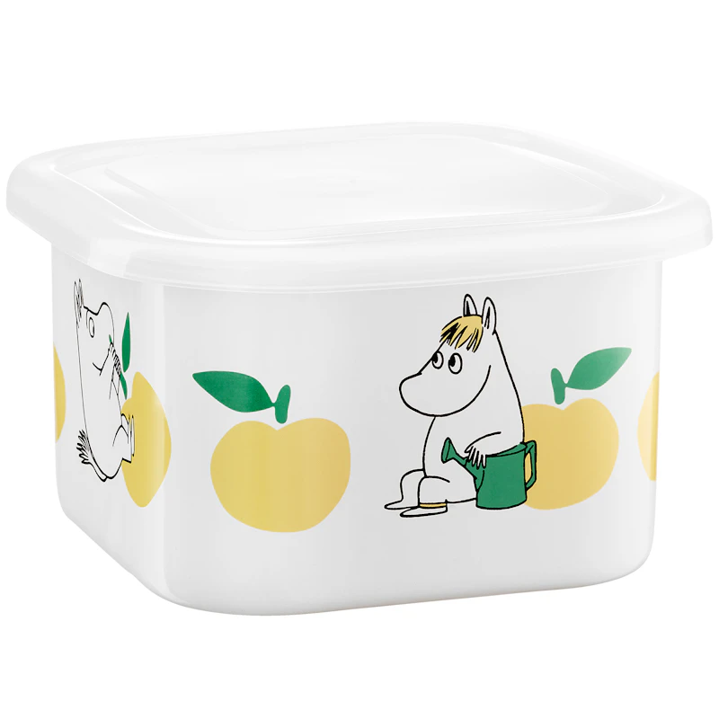 Moomin Joyfull Apples Emaljebøtte Med Låg 1 L, Gul