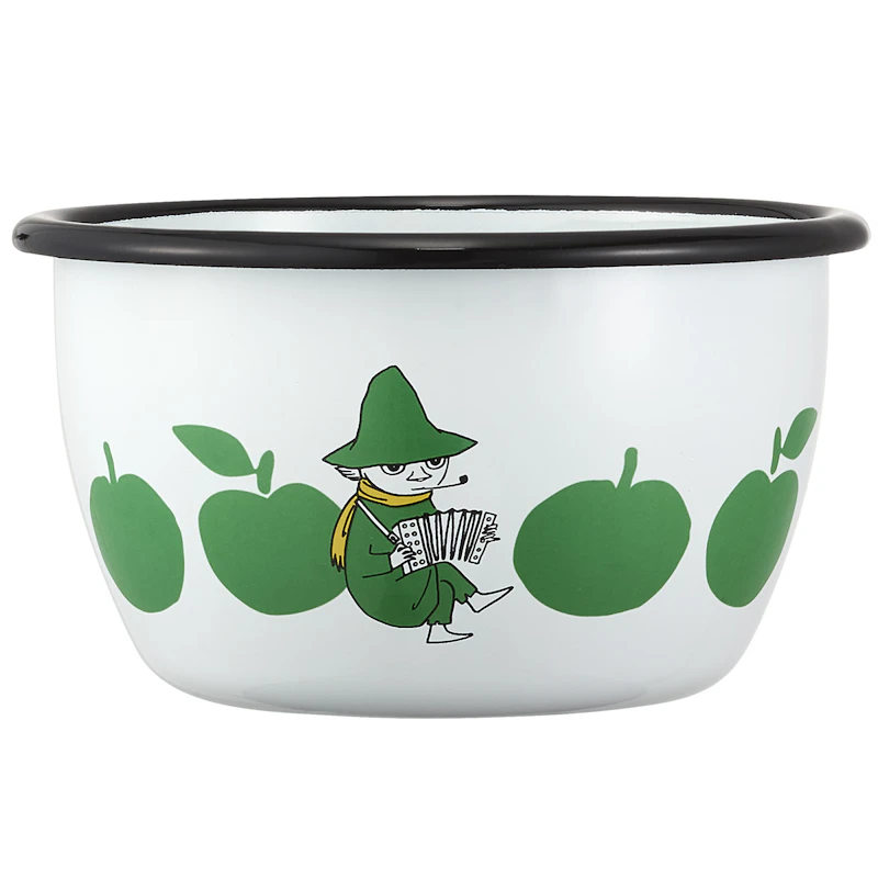 Moomin Joyfull Apples Emaljeskål 6 dl, Grøn