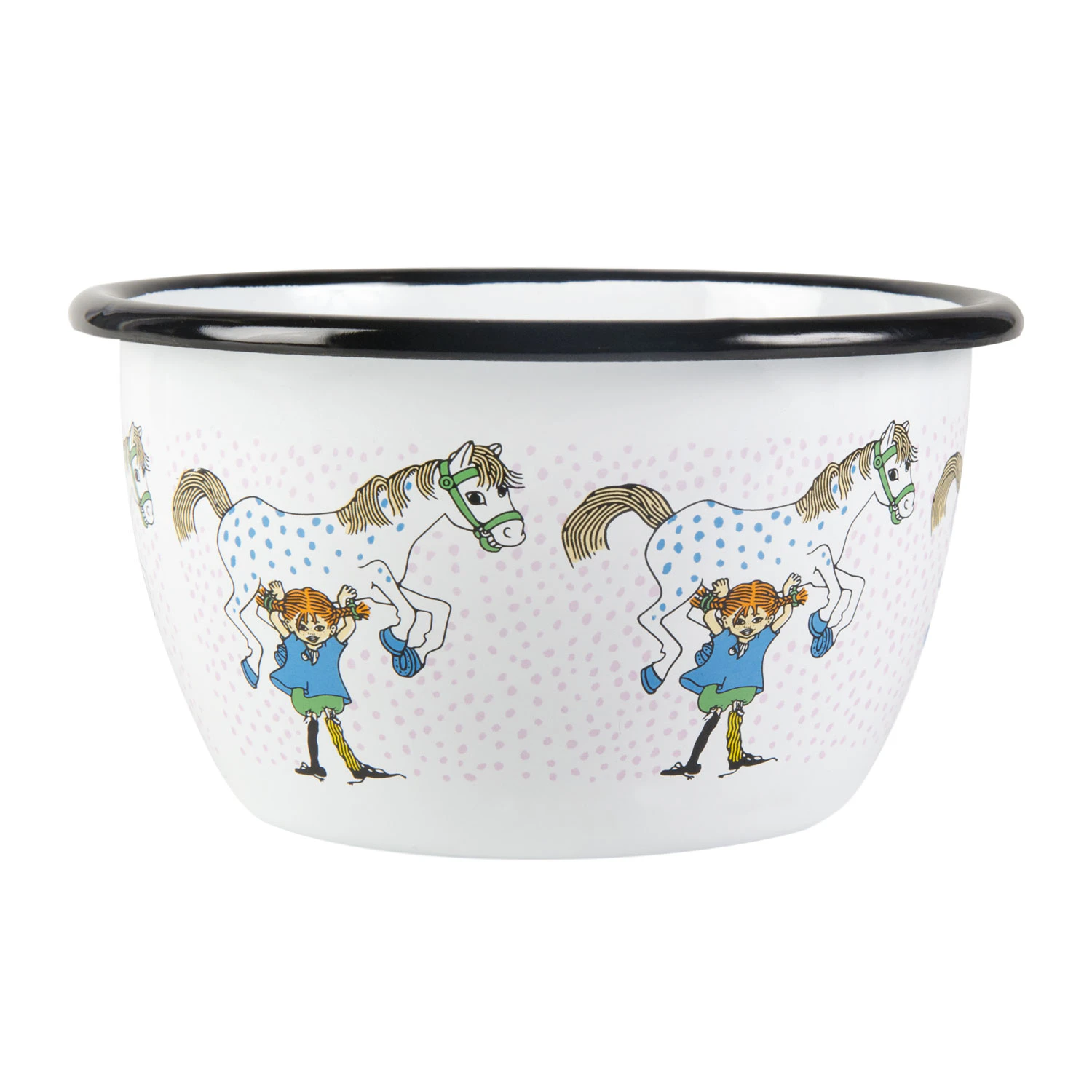 Muurla Pippi And The Horse Enamel Bowl 60 Cl - Serveringssk&aring;le Emalje Hvid - 1404-060-03