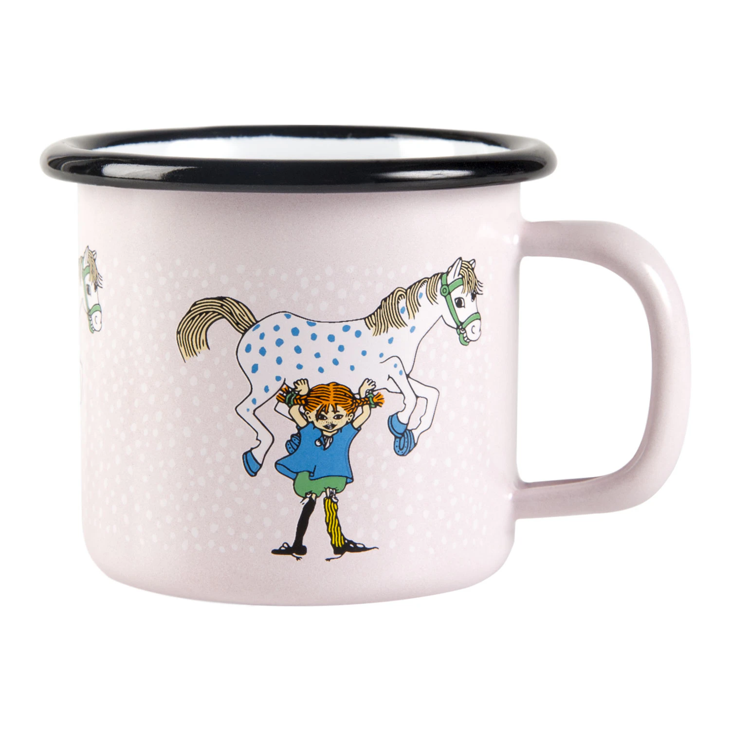 Muurla Pippi And The Horse Enamel Mug 15 Cl - Kaffekopper Emalje Rosa - 1404-015-01