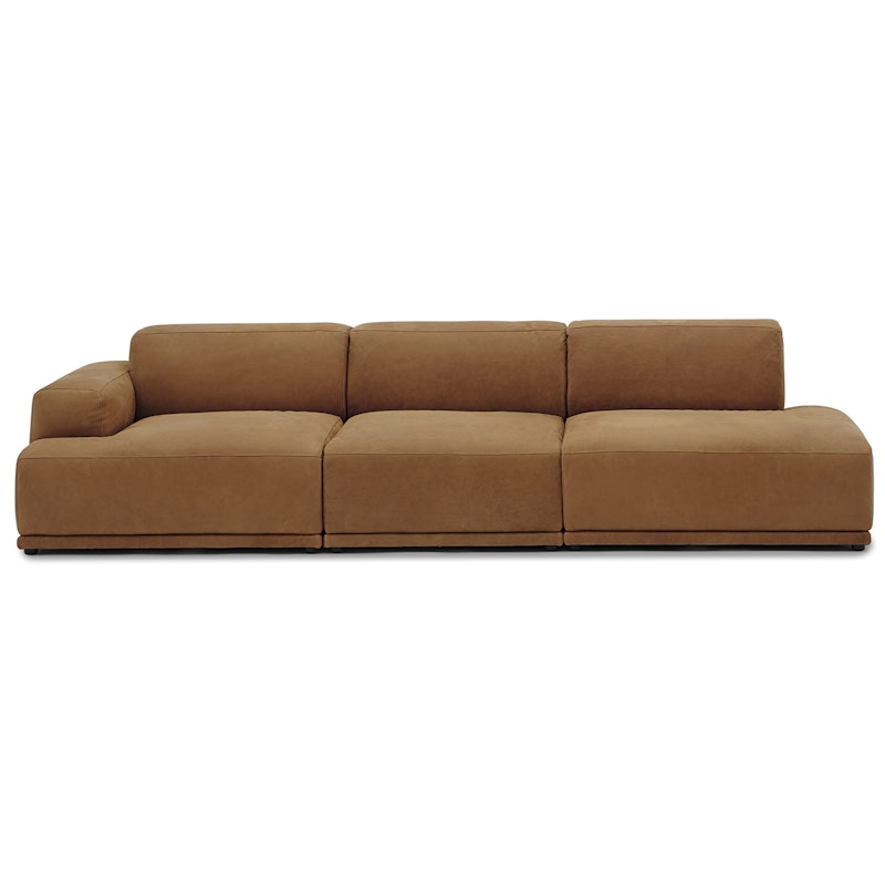 Connect Soft Modulopbygget 3-personers Sofa Med Åben Højre Side, Grace Leather Cognac