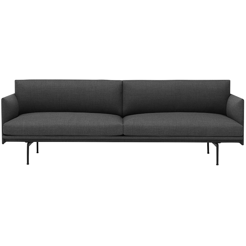 Outline Sofa 3-Pers, Sort Aluminium / Remix 163