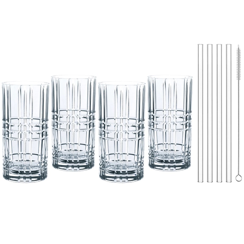 Feel Good Longdrink Glas Med Sugerør 44,5 cl 4-pak