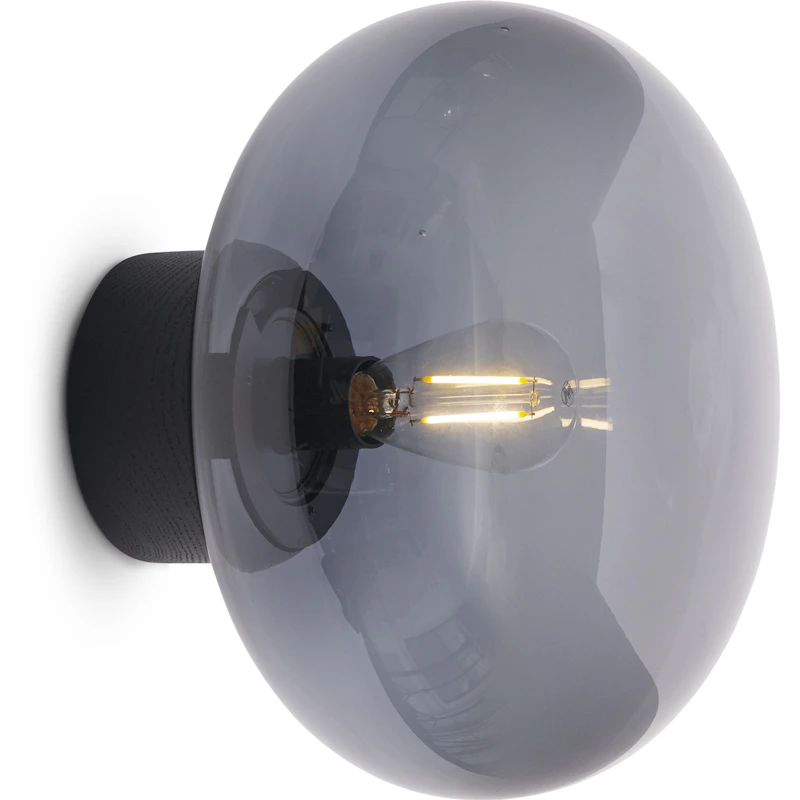 Karl-Johan Væglampe, Sortbejdset Egetræ / Røget Glas