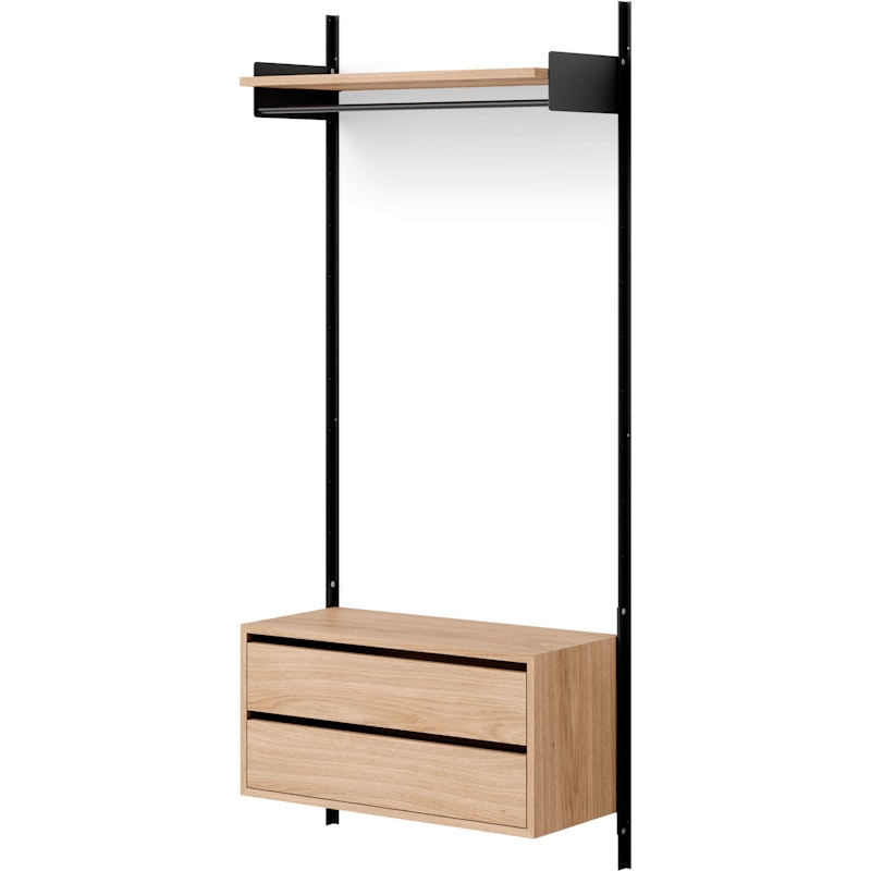 Wardrobe Væghylde 1 Skab Med Skuffer, Sort Eg