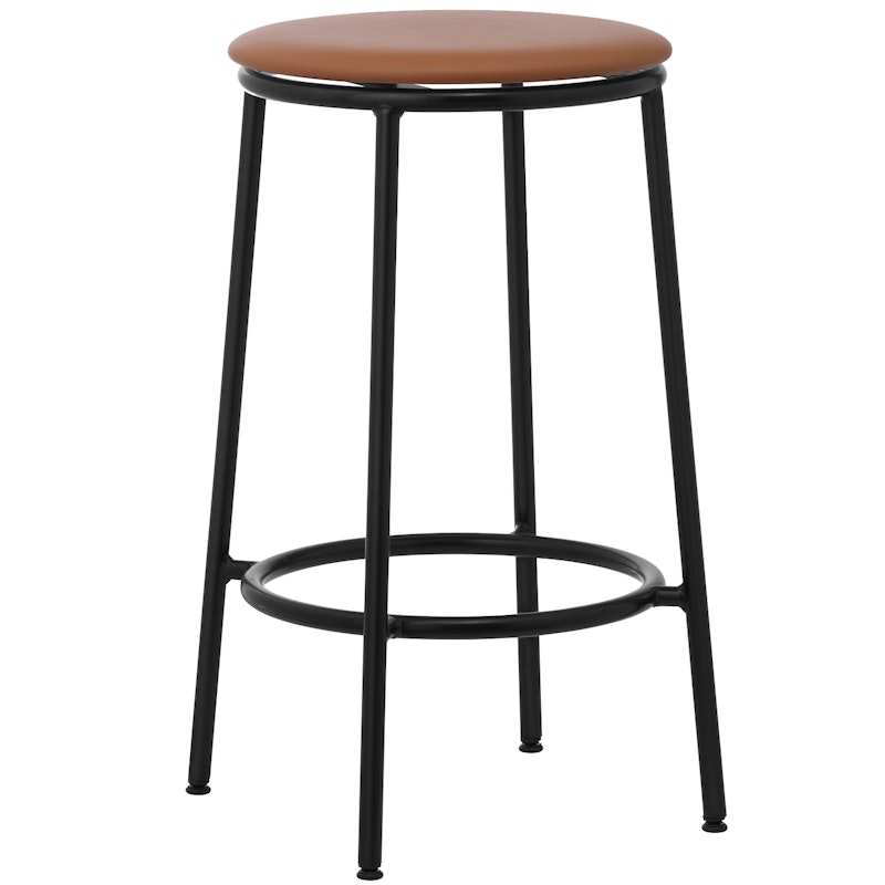 Circa Barstool 65 cm Black Steel Barstol, Skum Brunt Læder