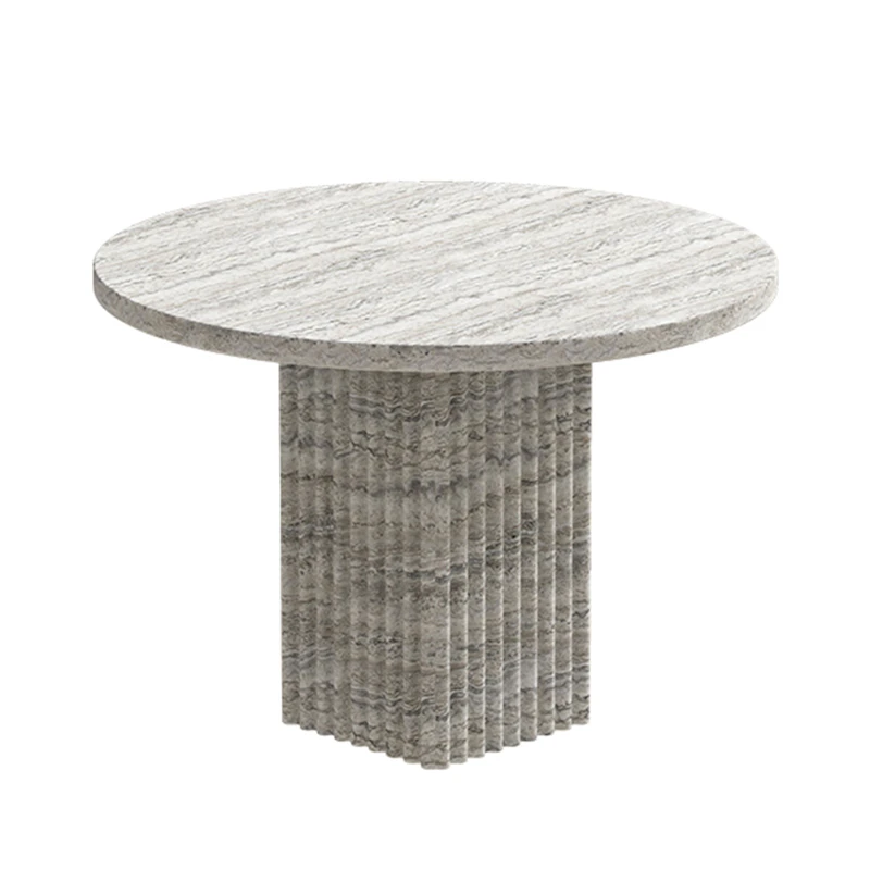 Soho Coffee Table Ø50 cm, Silver Travertine