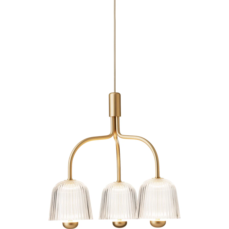 Asteea 3 Lysekrone, Satin Brass / Klar