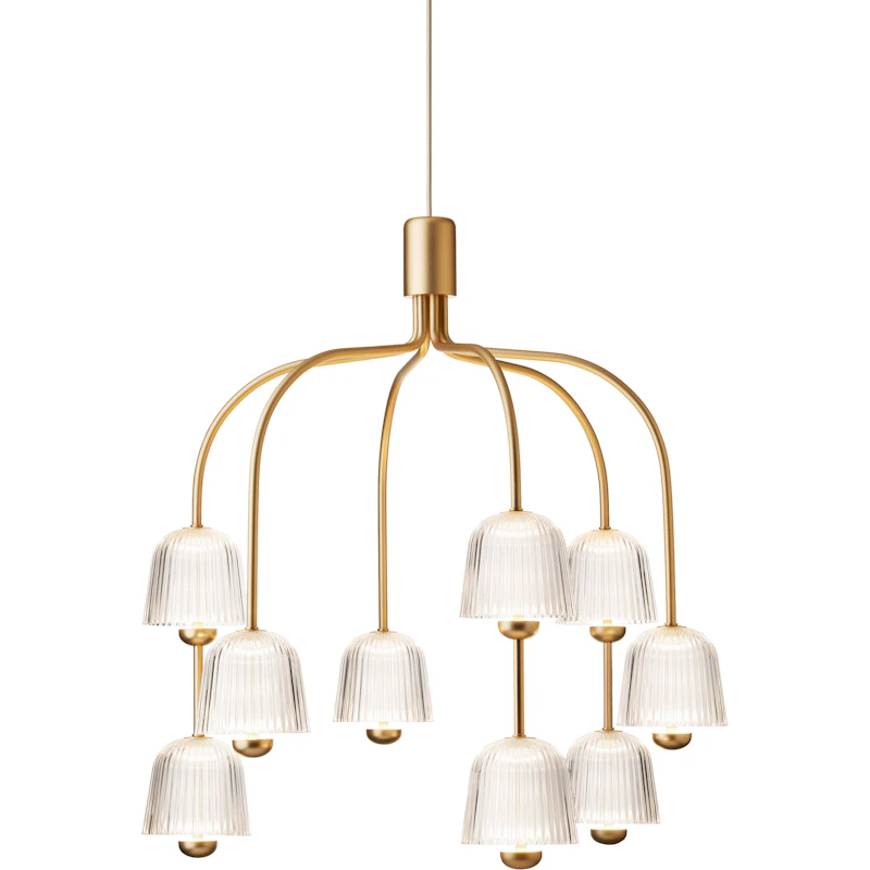 Asteea 9 Lysekrone, Satin Brass / Klar