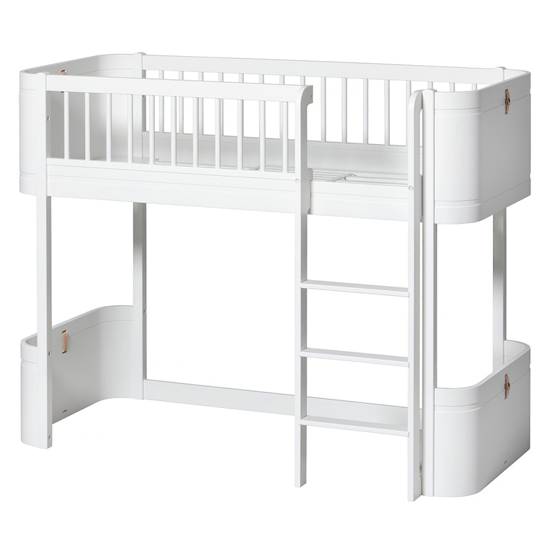 Wood Mini+ Low Loft Bed, 68x162cm, White