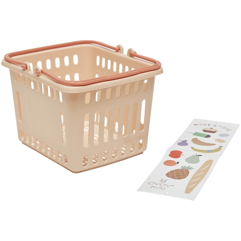 Yummy Mini Shopping Basket, Beige/Coral