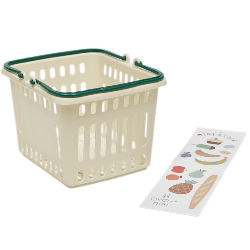 Yummy Mini Shopping Basket, Green/Off-white