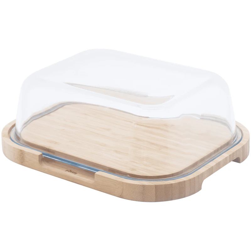 Osteklokke 21,5x27 cm, Bambus / Glas