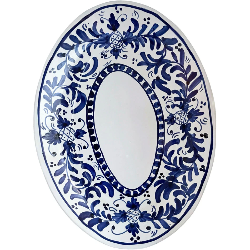 Piccola Home Positano Serveringsfad 37 Cm t - Serveringsfad Terrakotta Bl&aring; - OV3700-PO-BLUE