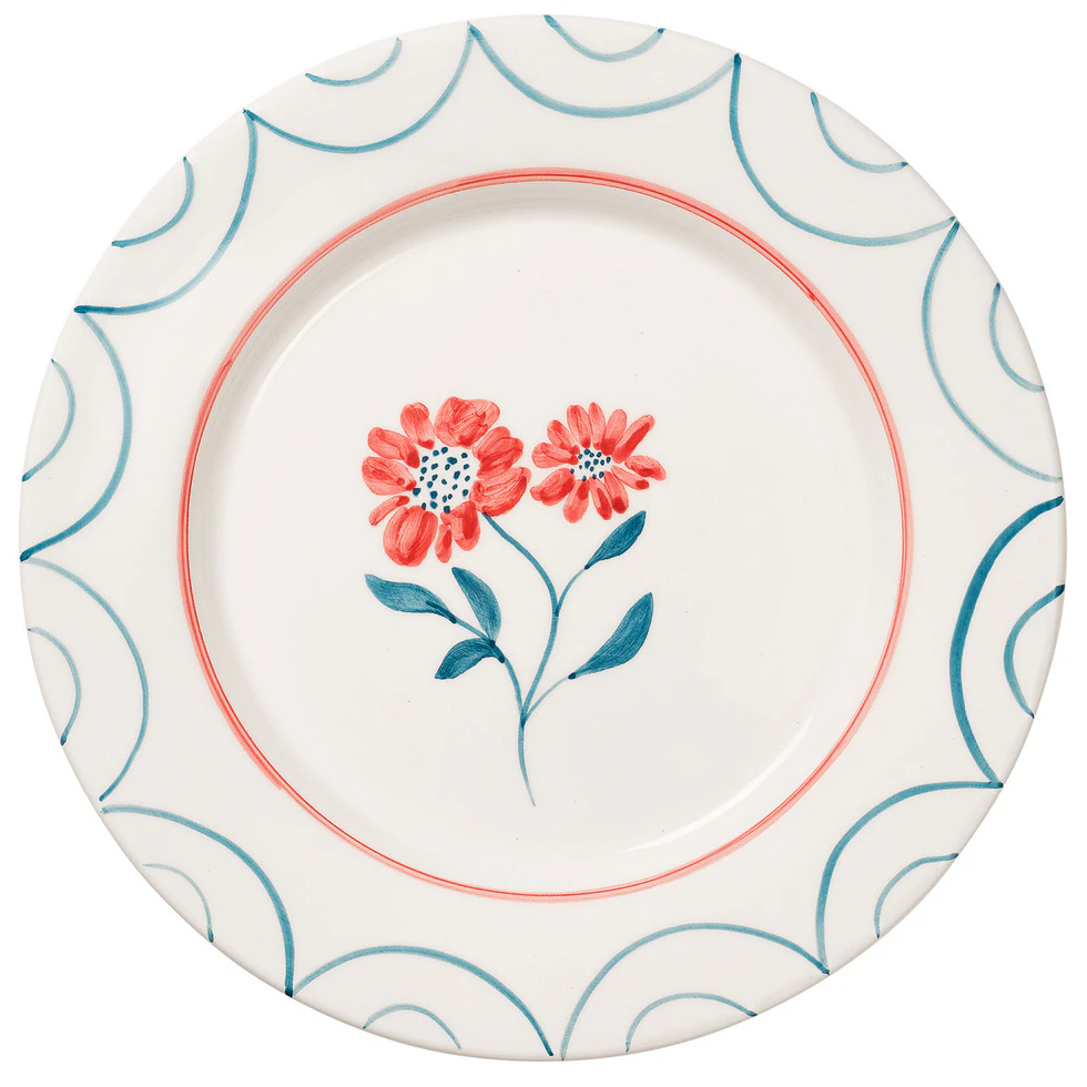 Pick a Poppy Cottage Flower Tallerken 28 Cm Teal - Middagstallerkner Lert&oslash;j Bl&aring;gr&oslash;n - C012820AW25-416