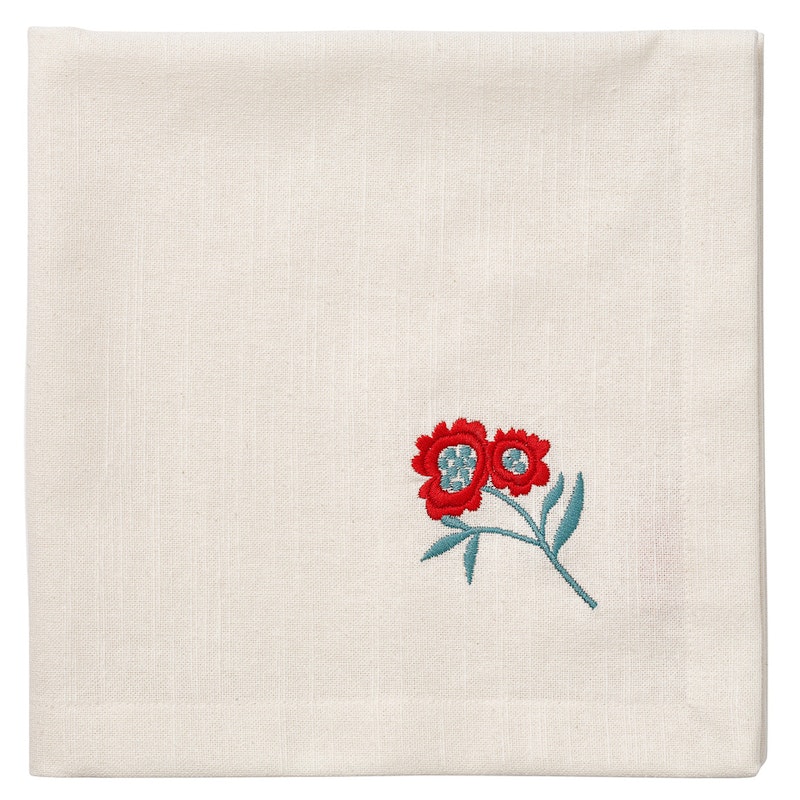 Cottage Flower Hørservietter 45x45 cm 4-pak, Røde