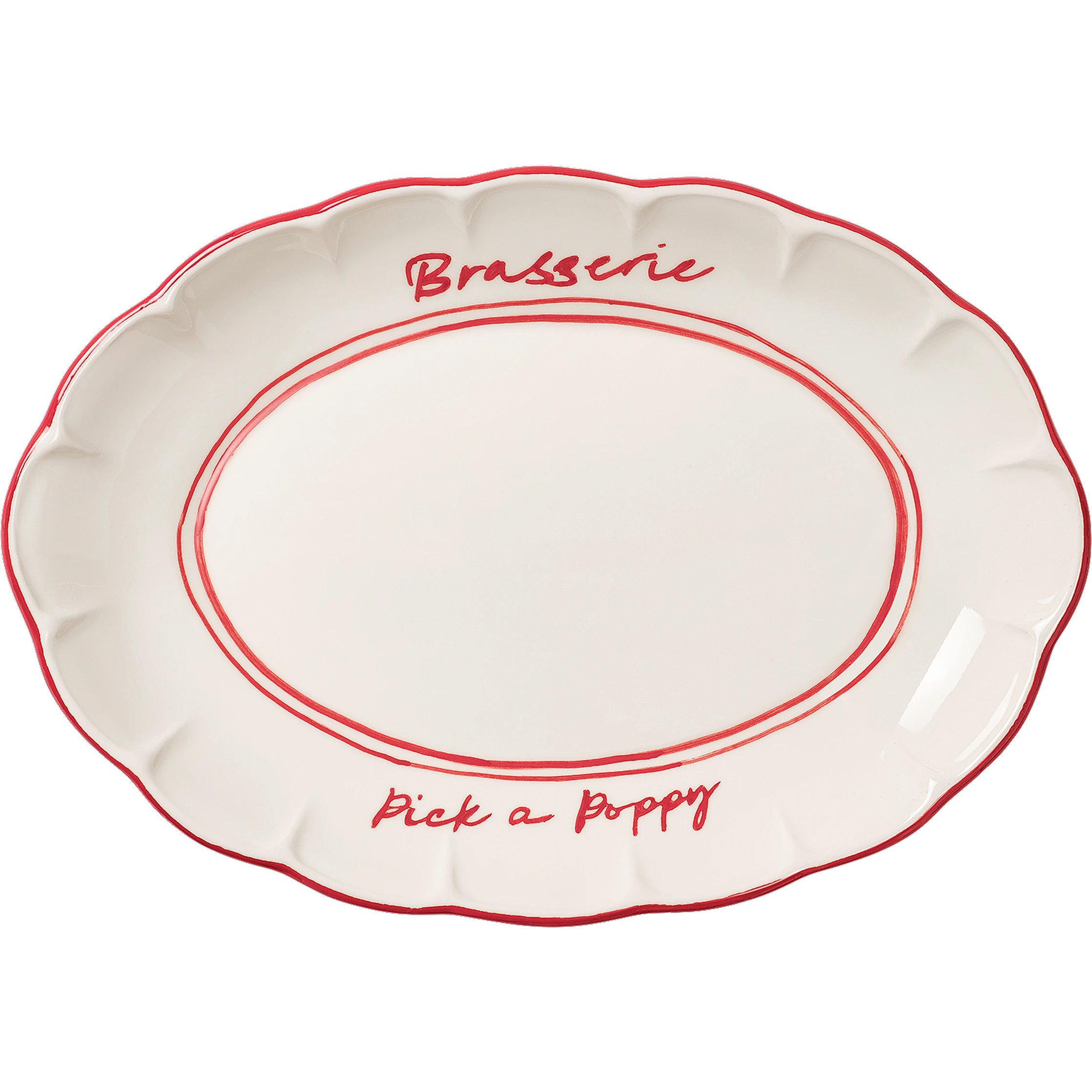Pick a Poppy Bistro Serveringsfad 25 Cm t - Serveringsfad Earthenware R&oslash;d - C06253613SS26-471