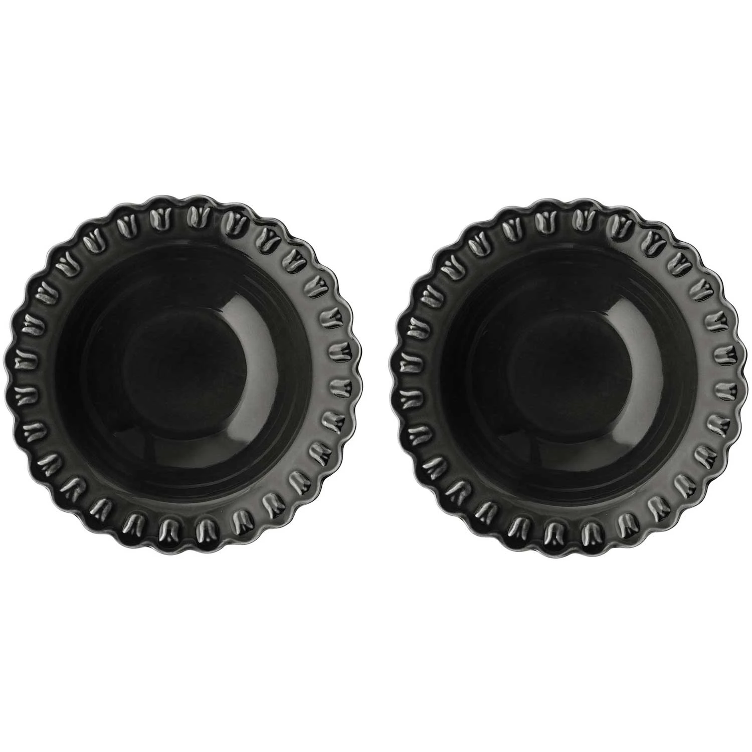 Potteryjo Tulipa Dyb Tallerken 23 Cm 2-pak - Dybe tallerkner Stent&oslash;j Almost Black - 025503-V2440