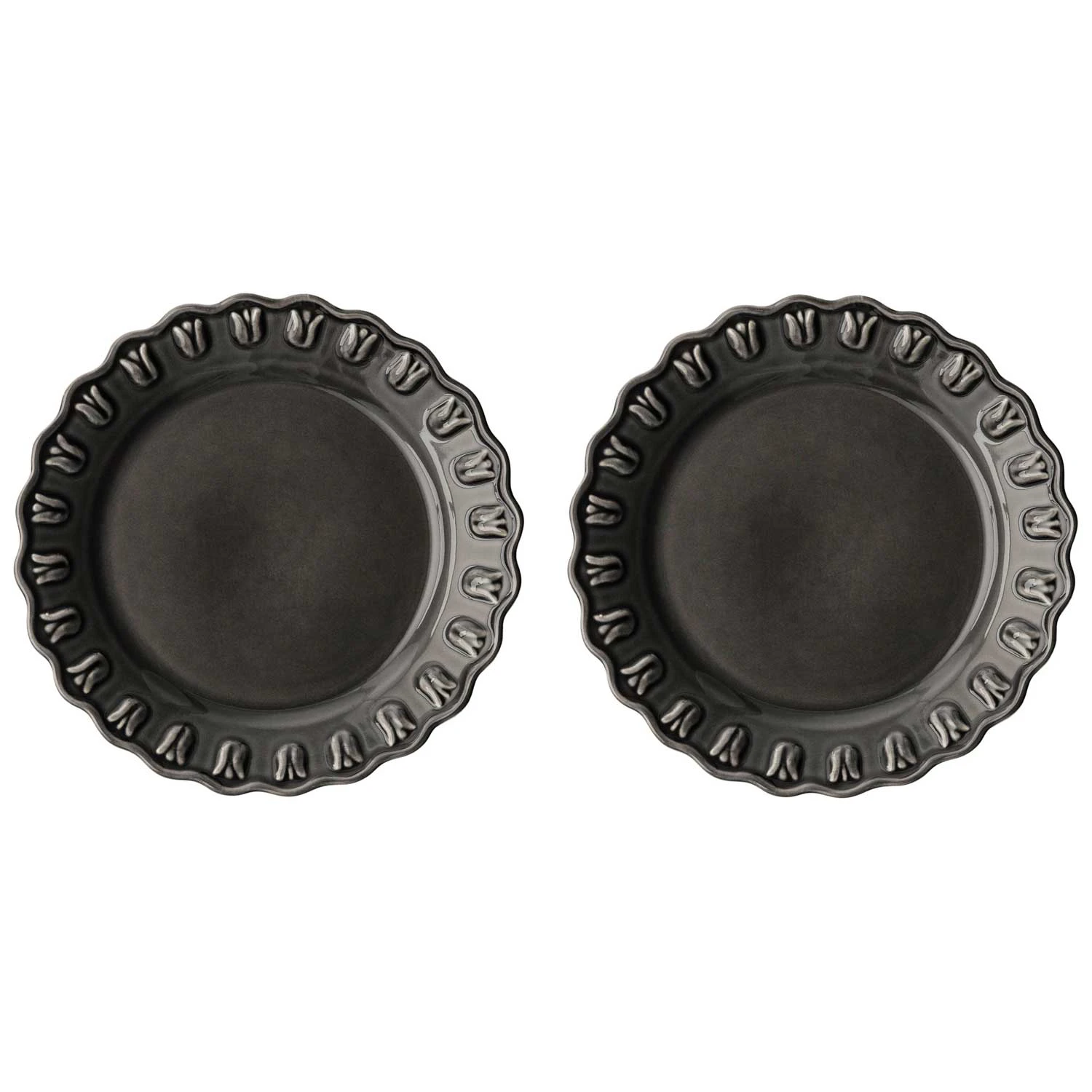 Potteryjo Tulipa Sidetallerken 20 Cm 2-pak - Asietter Stent&oslash;j Almost Black - 025502-V2440