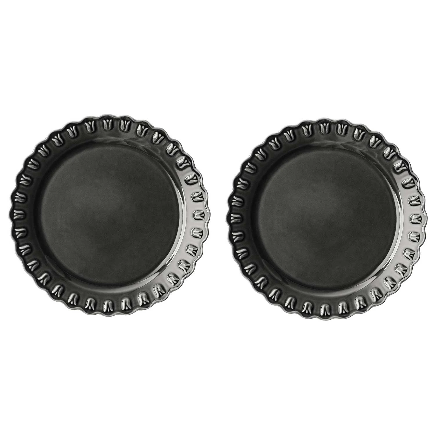 Potteryjo Tulipa Tallerken 26 Cm 2-pak - Middagstallerkner Stent&oslash;j Almost Black - 025501-V2440