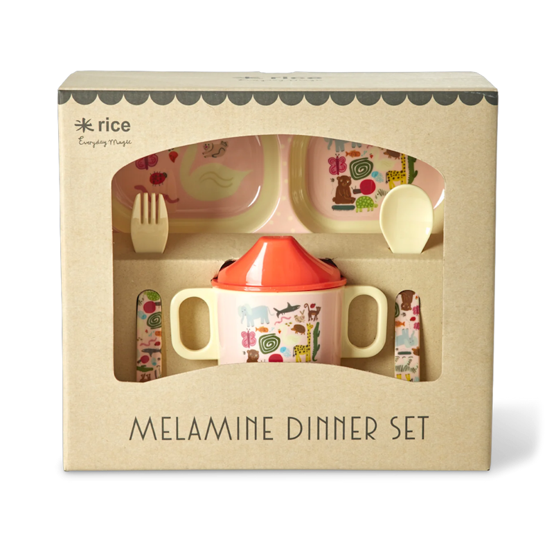 Børnebordservice Melamin, Pink Wildlife