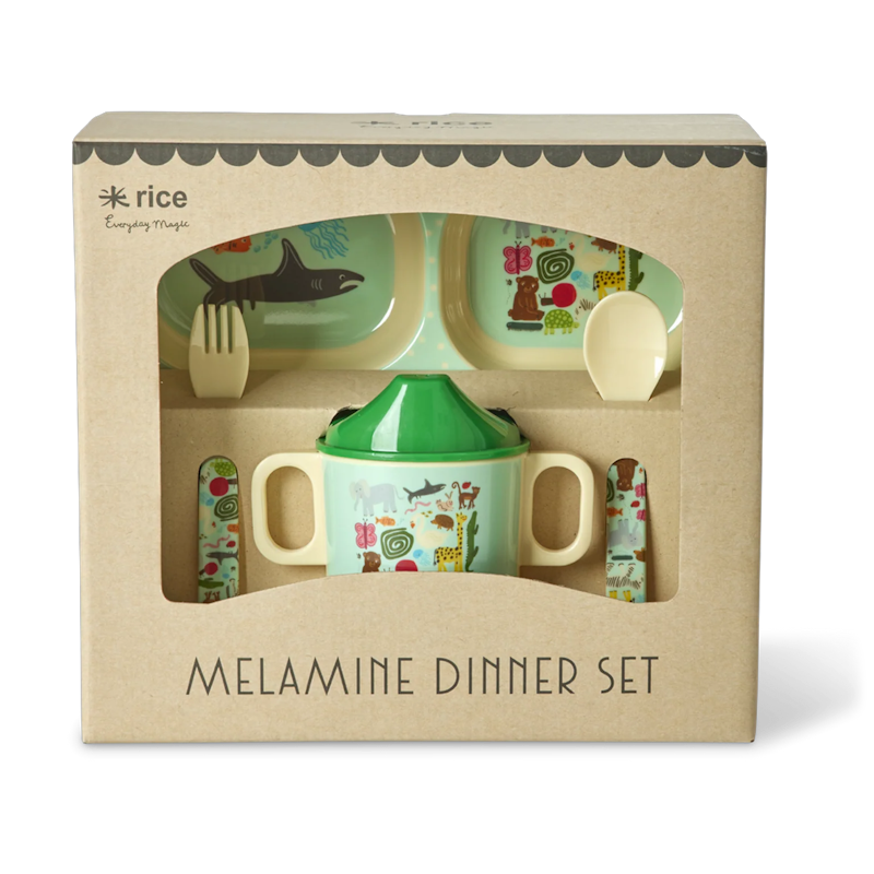 Børnebordservice Melamin, Mint Wildlife
