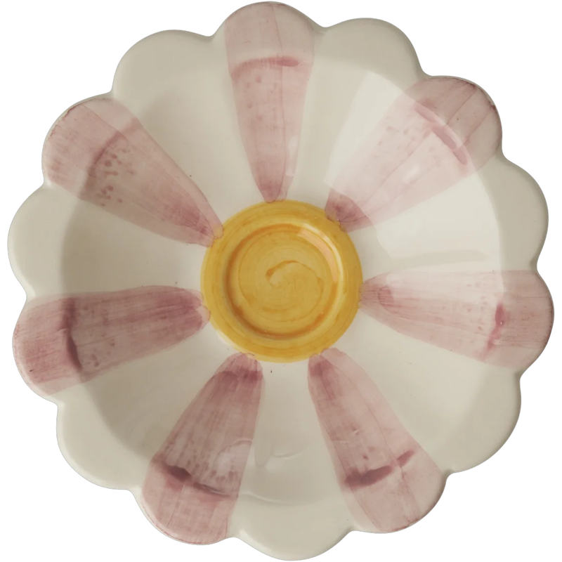 Flower Dipskål Med Håndmalede Striber, Rosa