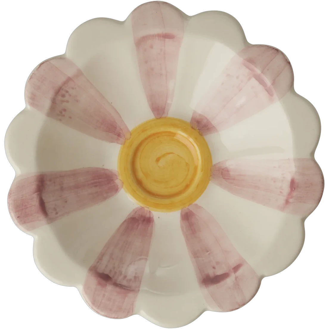 Rice Flower Dipsk&aring;l Med H&aring;ndmalede Striber - Serveringssk&aring;le Keramik Rosa - CEDBW-HPIXCI