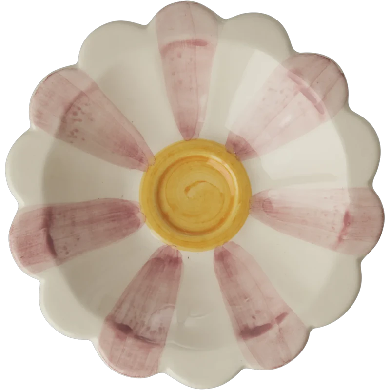 Flower Dipskål Med Håndmalede Striber, Rosa