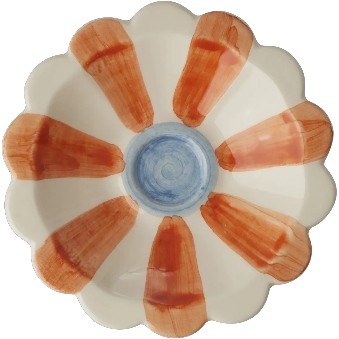 Rice Flower Dipsk&aring;l Med H&aring;ndmalede Striber - Serveringssk&aring;le Keramik Orange - CEDBW-HPIXCO