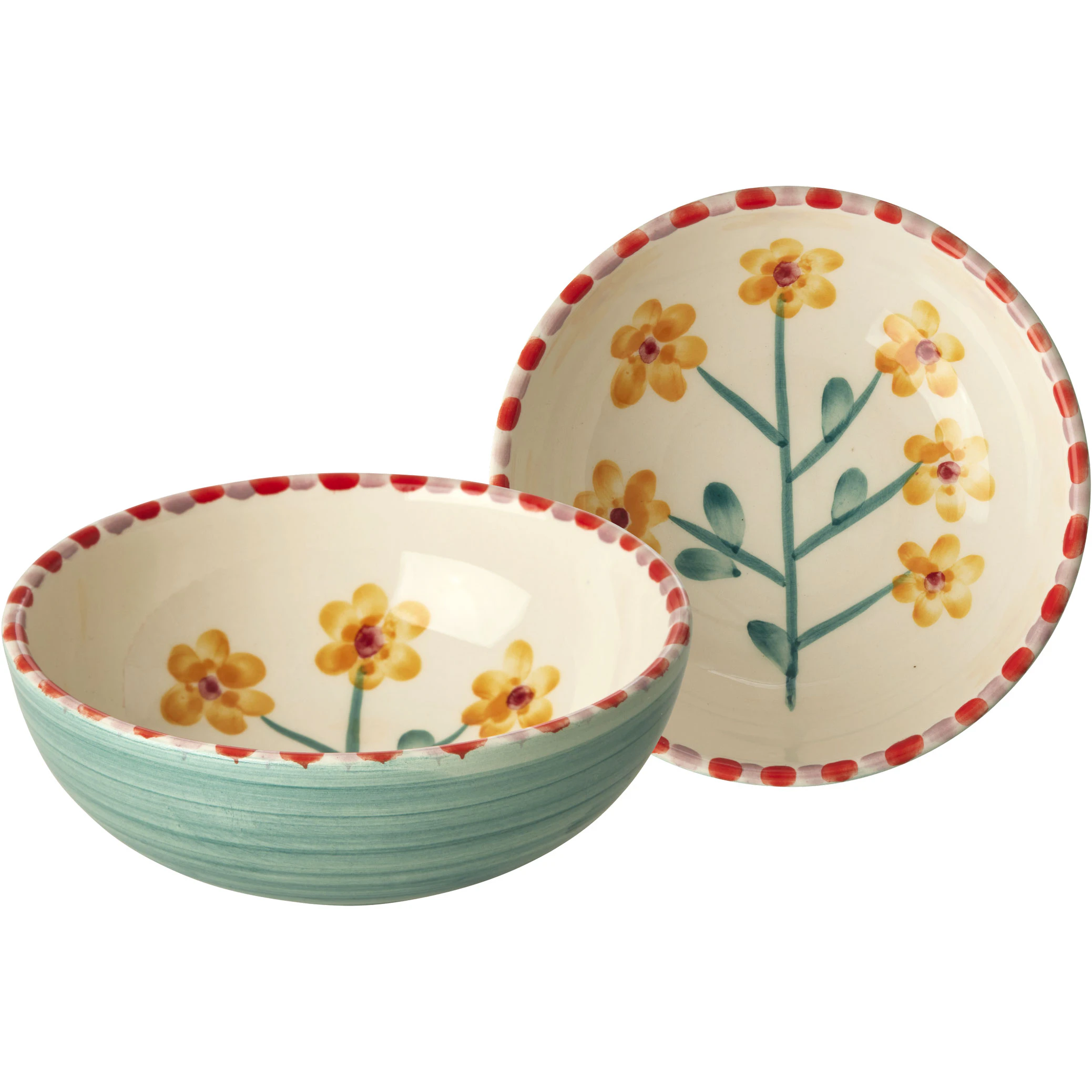 Rice Ceramic Bowl 13,4 Cm Yellow Flower - Serveringssk&aring;le Keramik Jade - CEBWL-HPFLOY