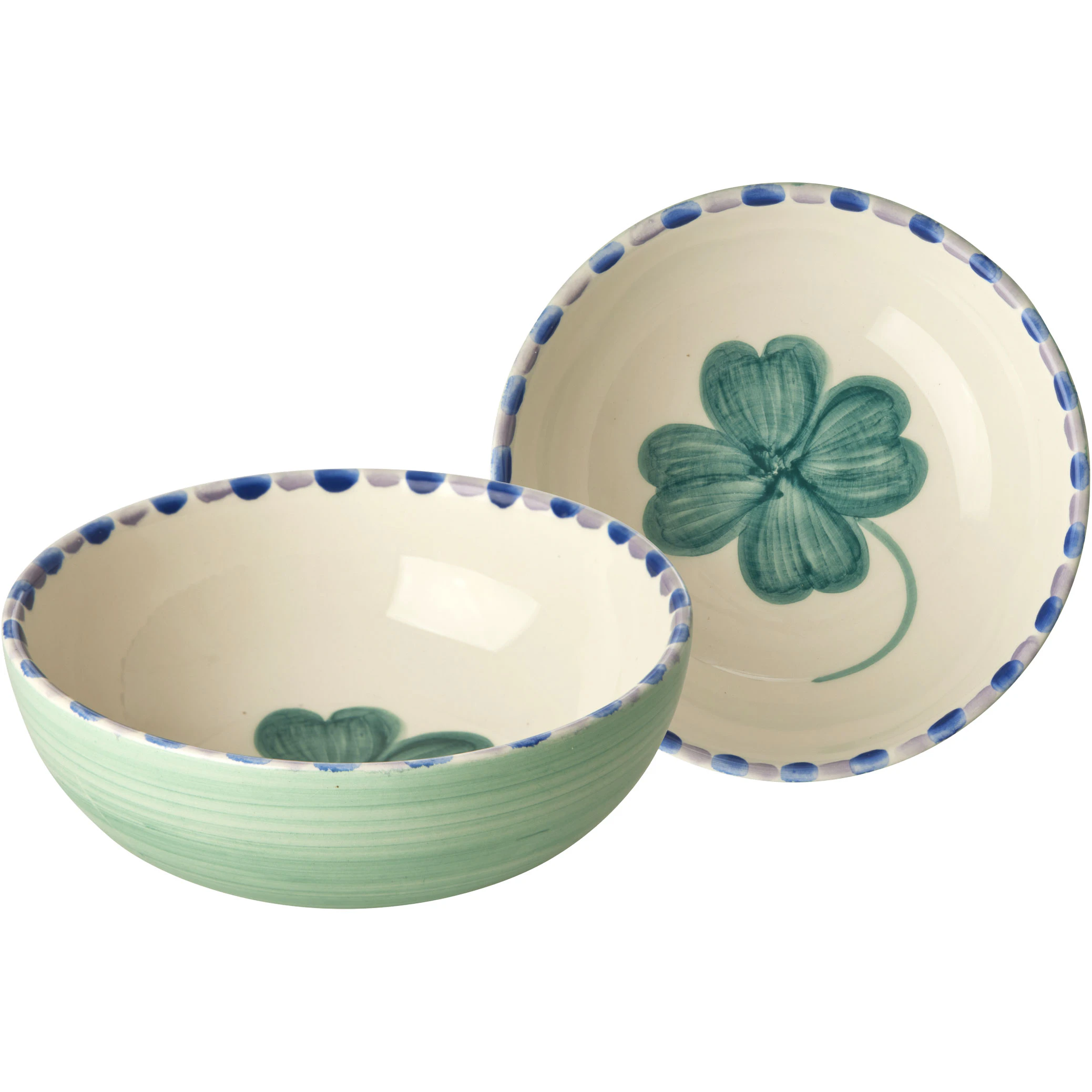 Rice Ceramic Bowl 13,4 Cm Good Luck Clover - Serveringssk&aring;le Keramik Soft Green - CEBWL-HPGOLU