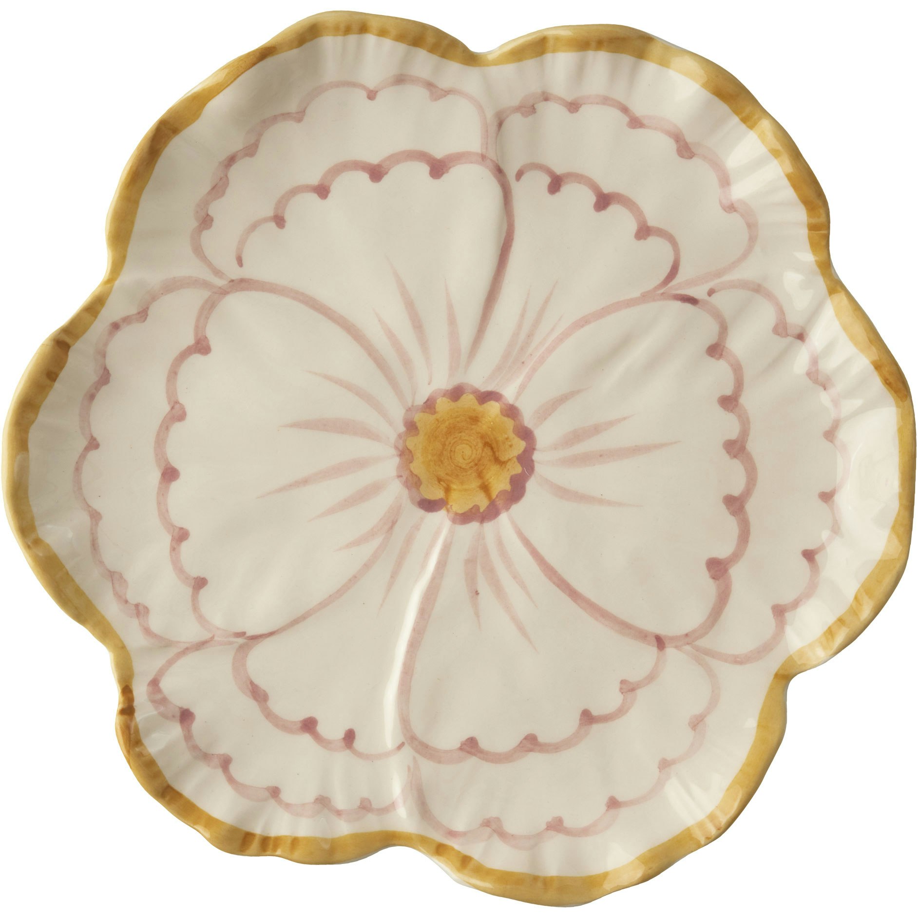 Rice Keramisk Tallerken Blomsterformet 19,5 Cm Med Kant - Asietter Keramik Gul - CESPL-HPI