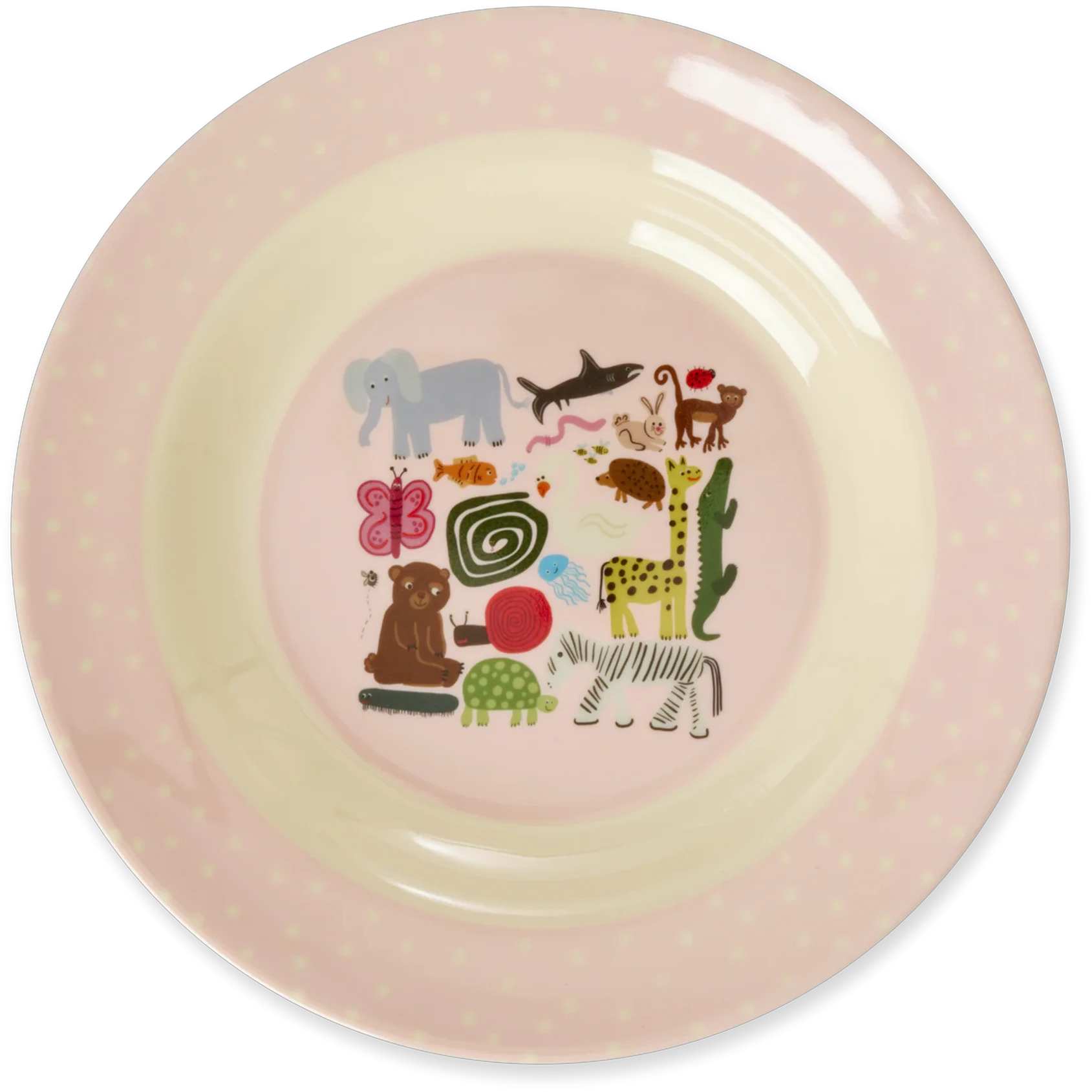 Rice e Bowl 20 Cm Pink Wildlife - B&oslash;rnetallerkner Melamin - KIBOW-WILII